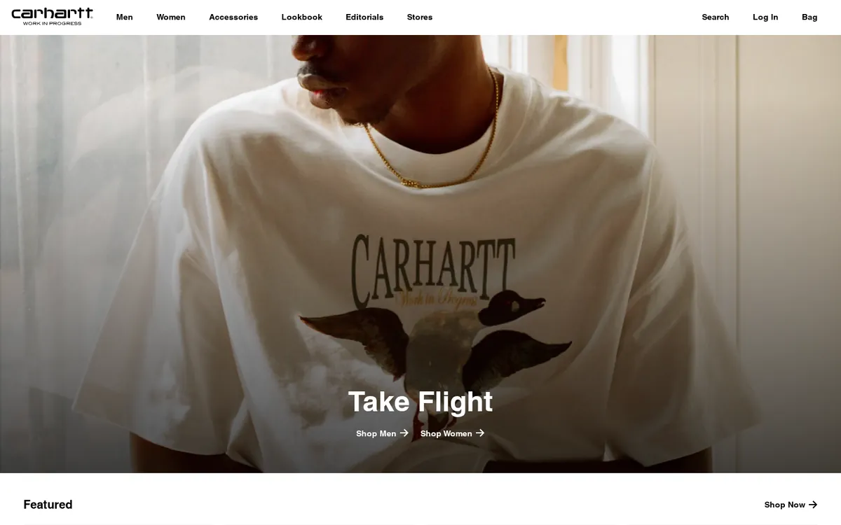 Homepage of the Carhartt WIP Shopify store