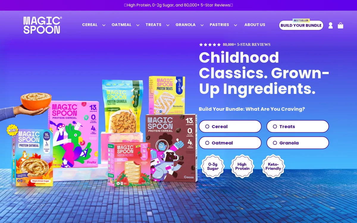 Homepage of the Magic Spoon Shopify store
