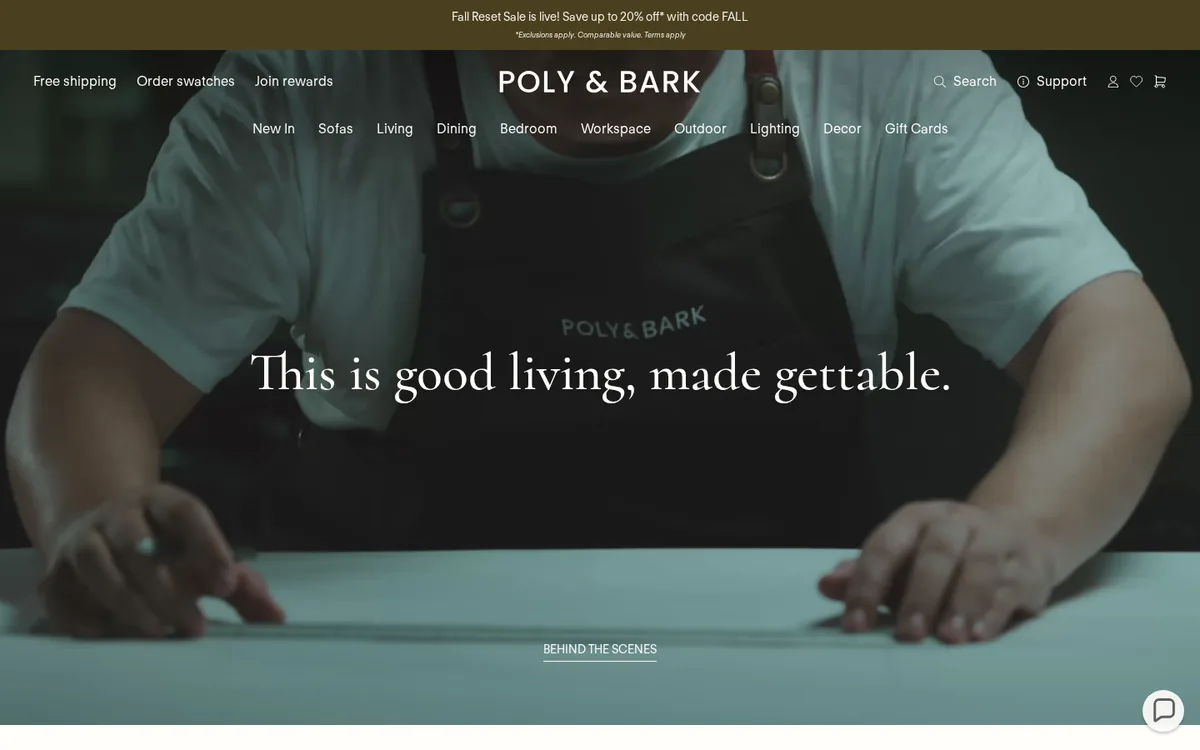 Homepage of the Poly & Bark Shopify store