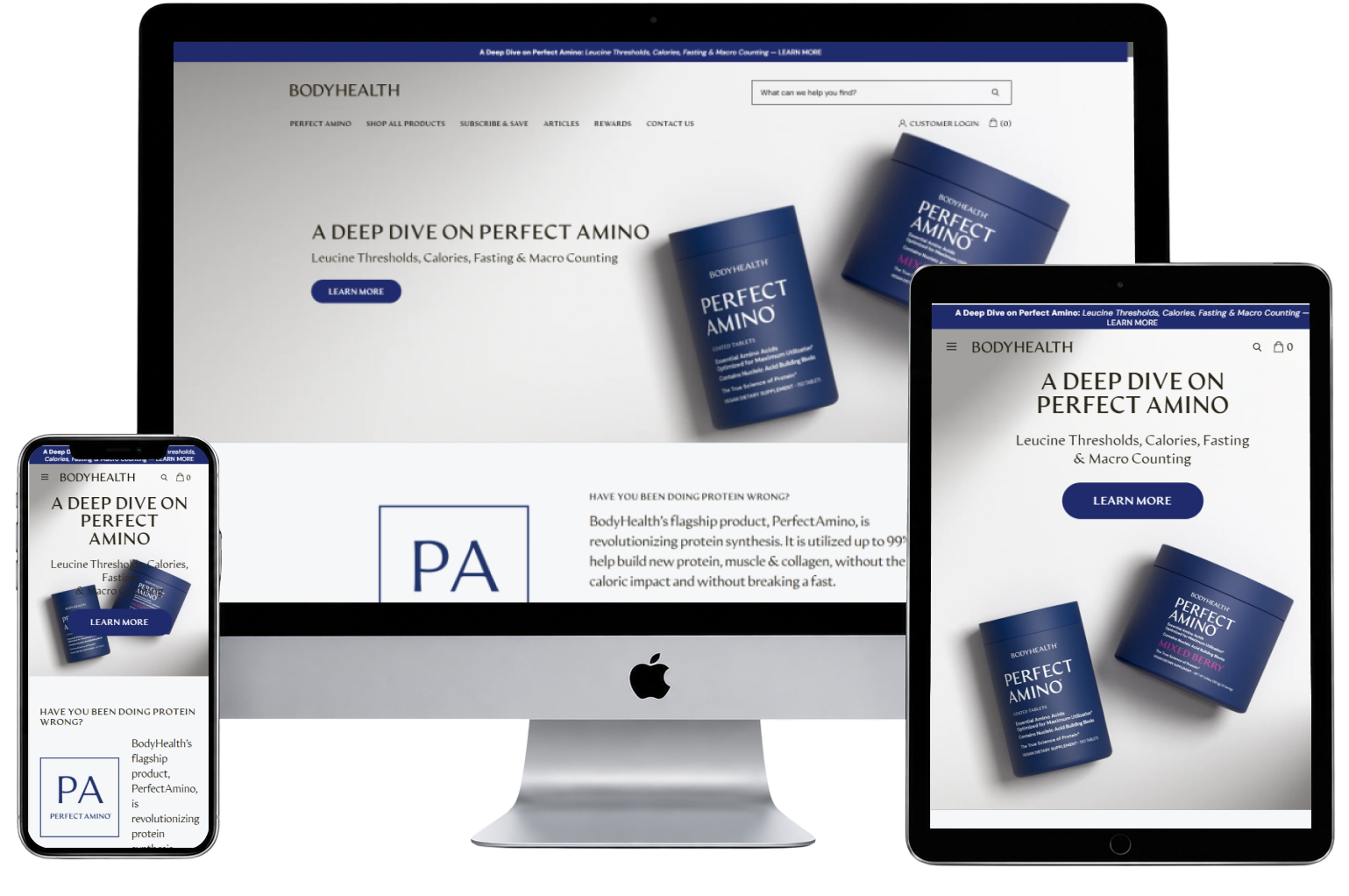 Bodyhealth website shown across desktop, tablet and mobile.