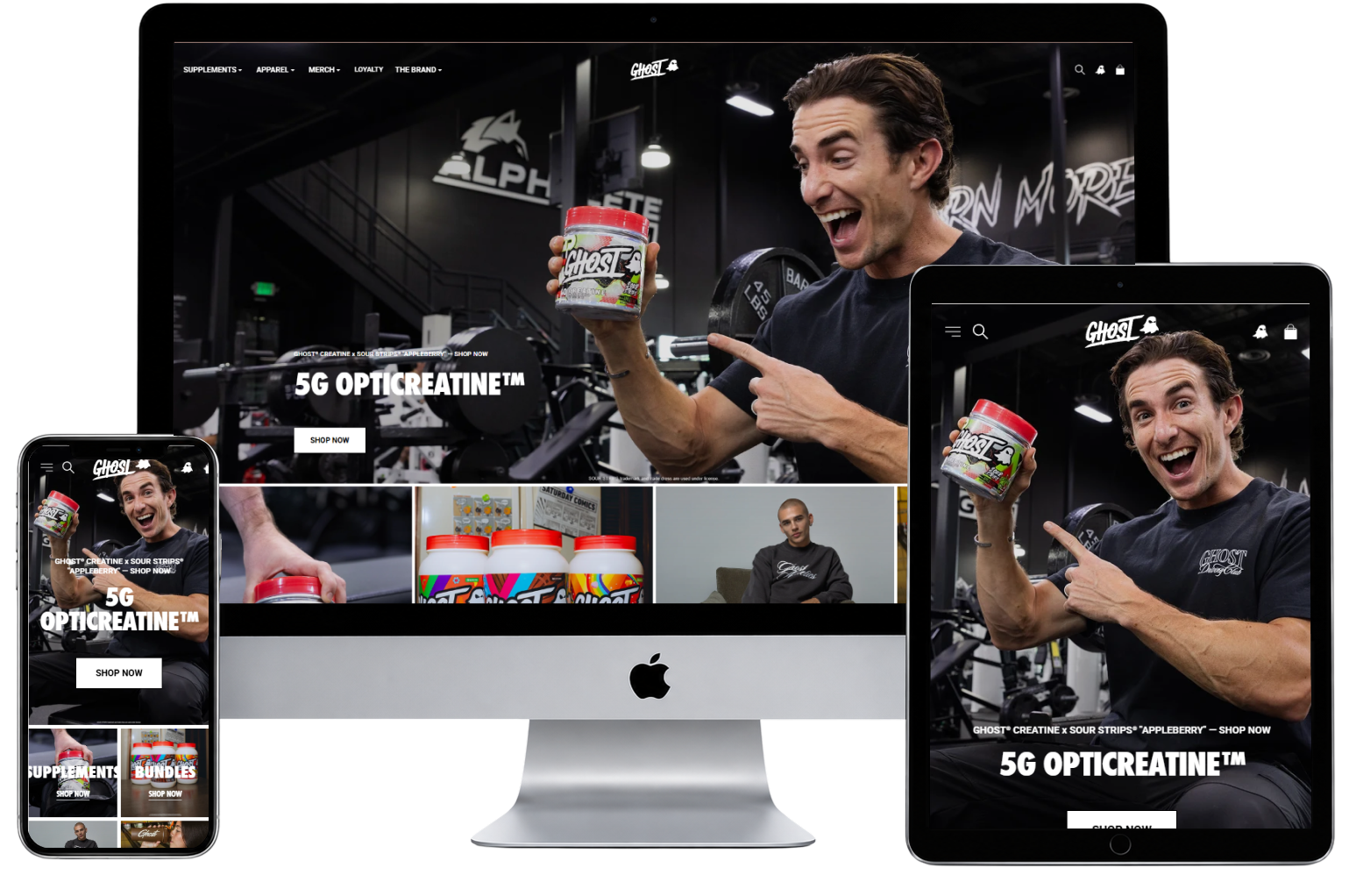 Ghostlifestyle website shown across desktop, tablet and mobile.