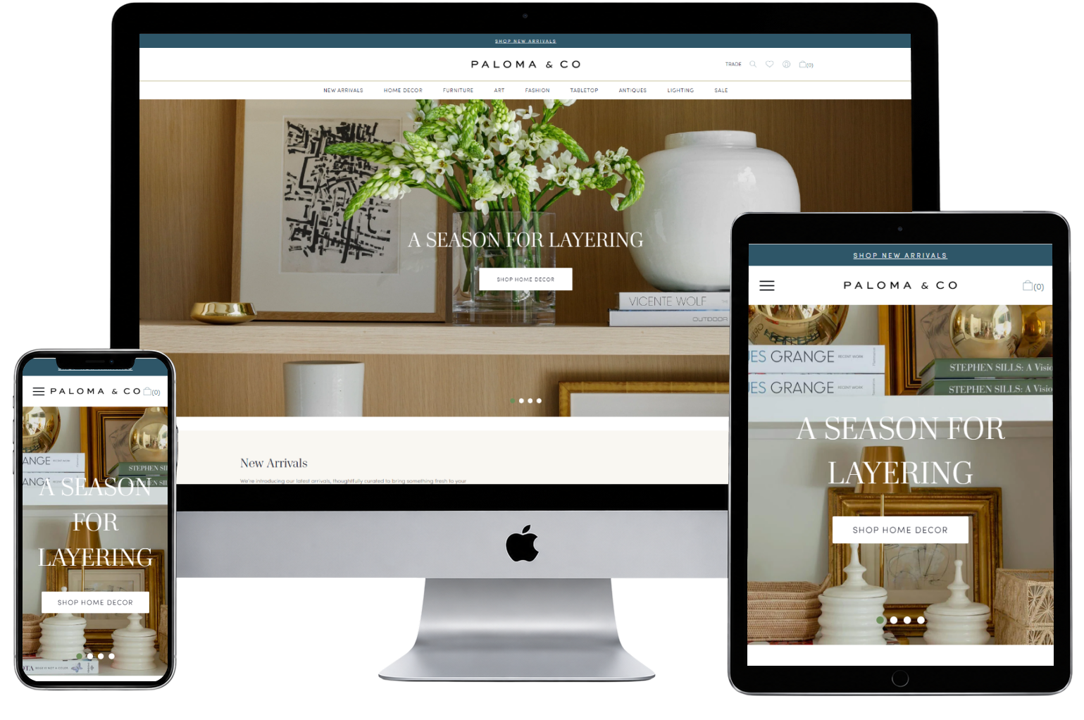 Shoppalomaandco website shown across desktop, tablet and mobile.