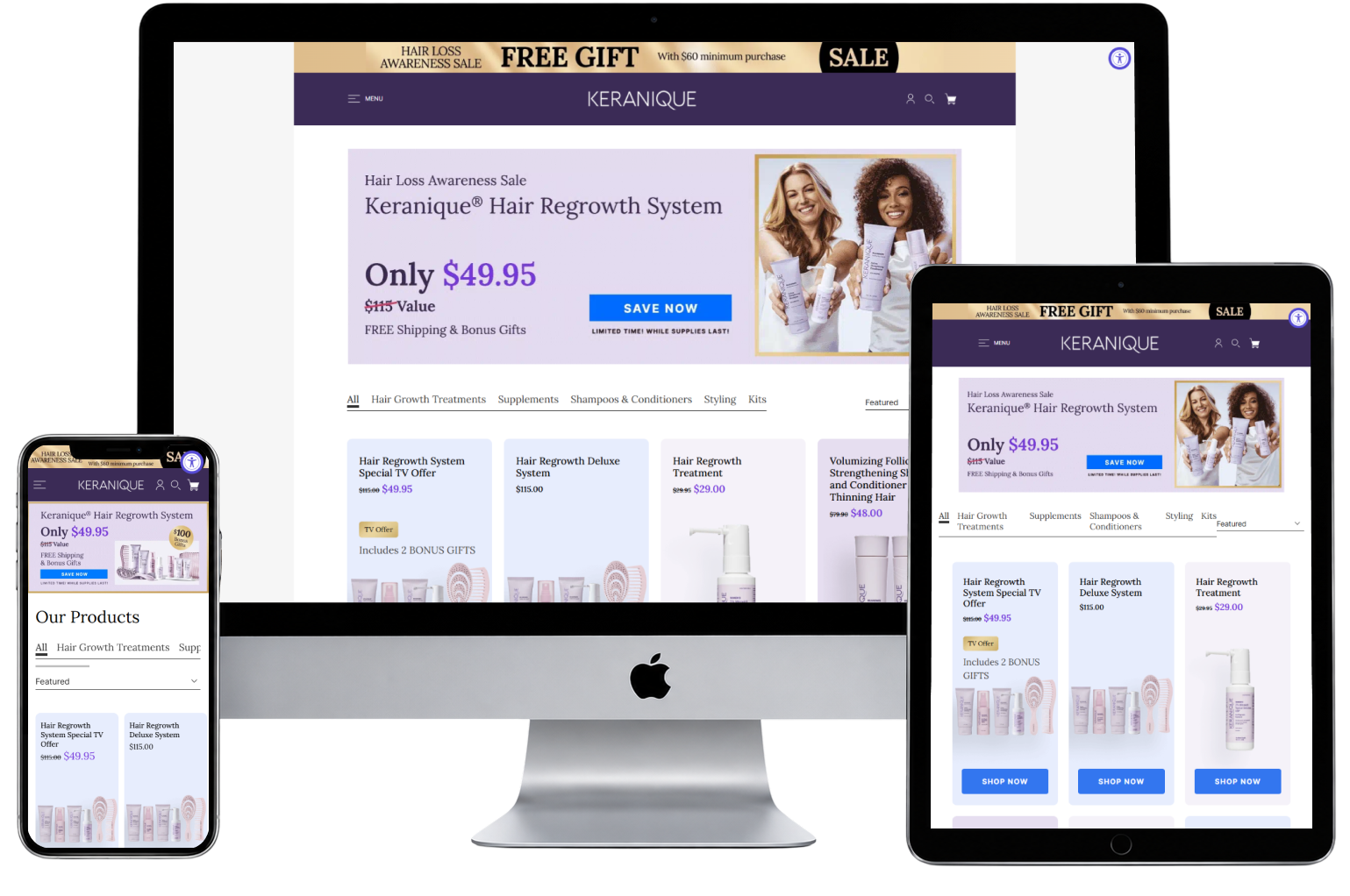 Keranique website preview