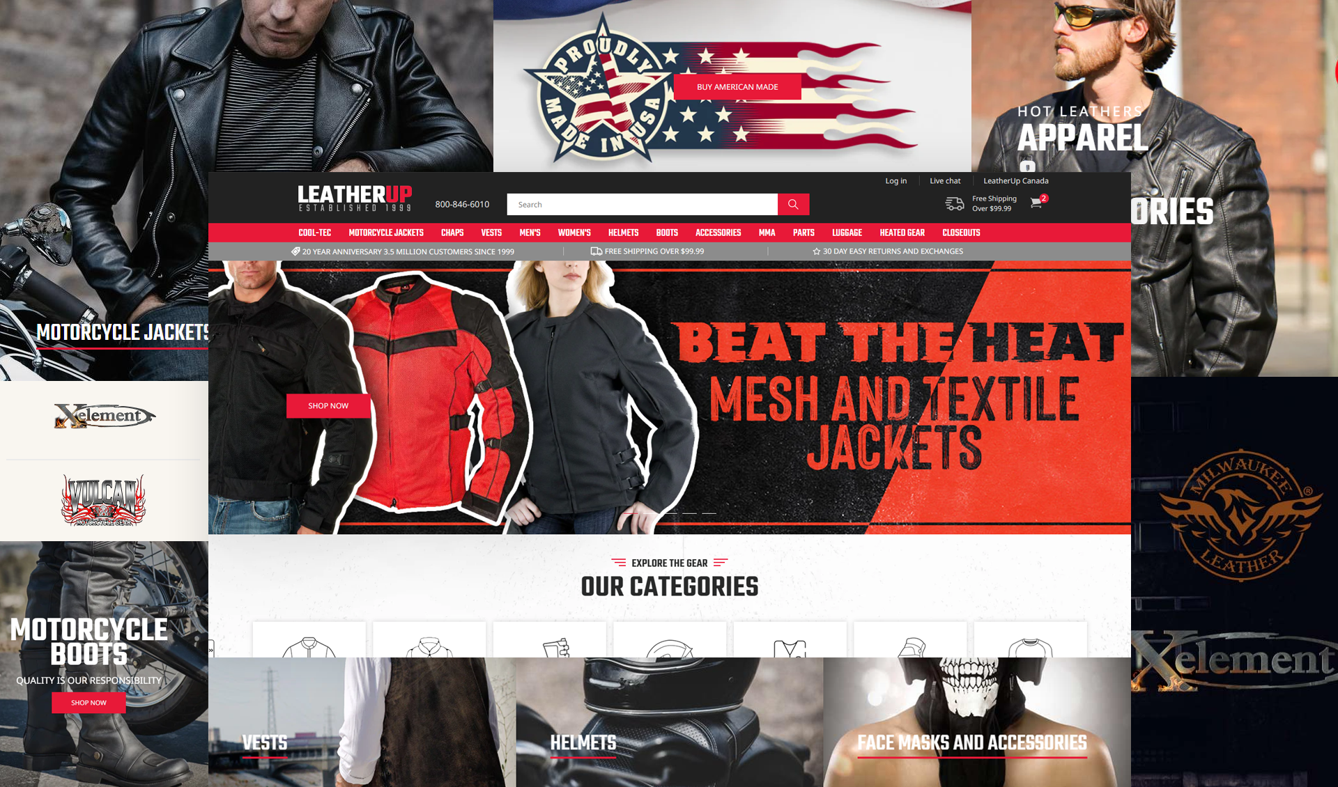 LeatherUp ecommerce storefront project by Webinopoly shown on desktop and mobile.