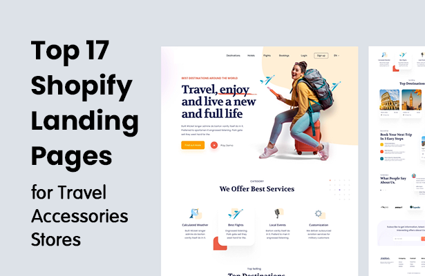 Top 17 Shopify Landing Pages for Travel Accessories Stores